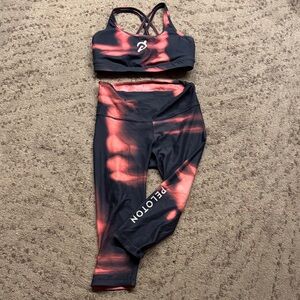 Peloton Black and Coral Tie-Dye Activewear Set